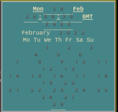 A notification showing a calendar view, as above, but with text very unclear to read, with the numbers a different font style, and lots of spacing looking odd