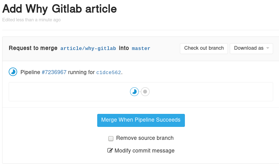 GitLab Merge Requests can be automerged when CI pipelines succeed