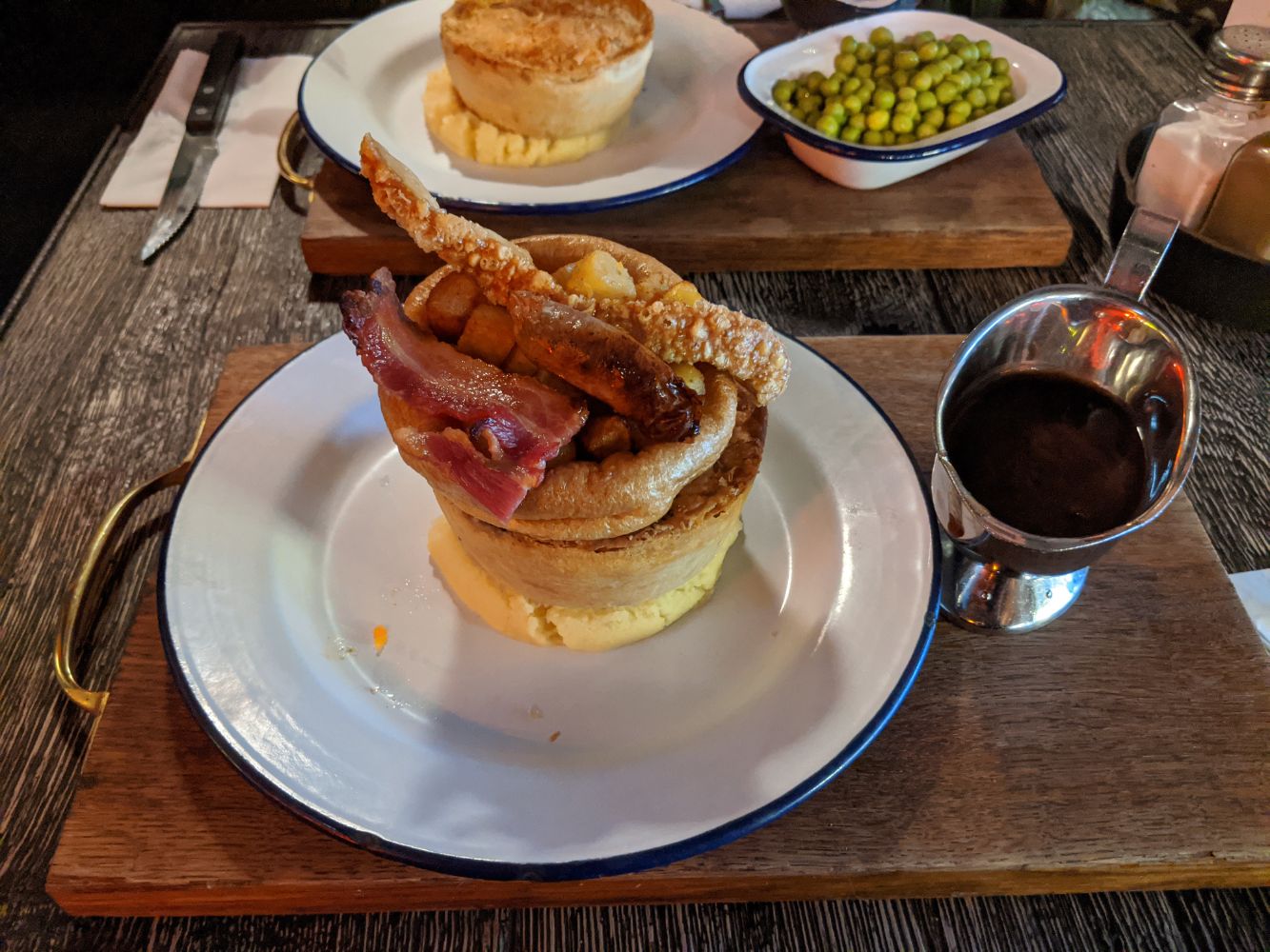 "Sunday best" pie with mash, gravy and all the Sunday roast trimmings