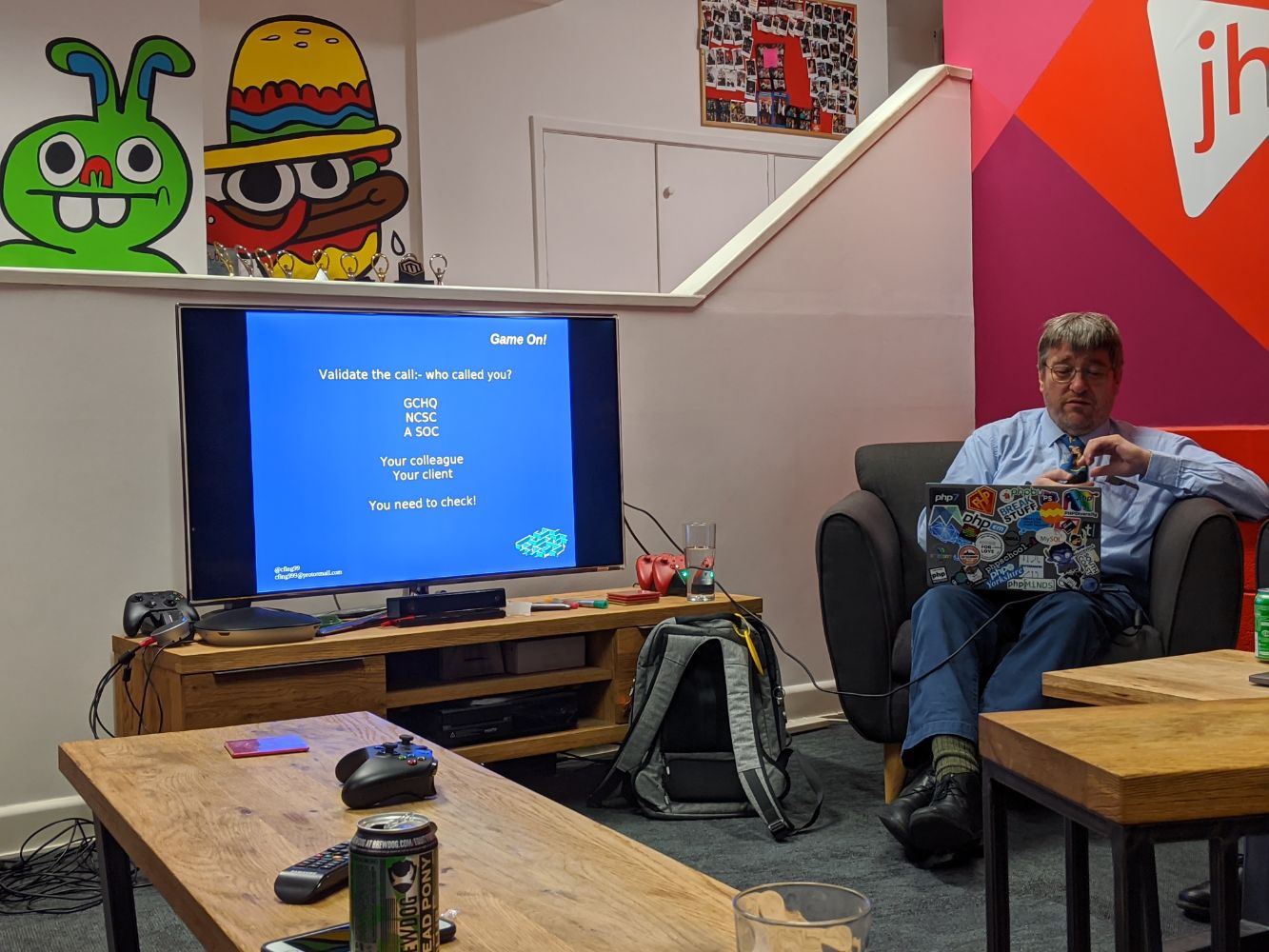 Clinton presenting his talk at PHP Minds