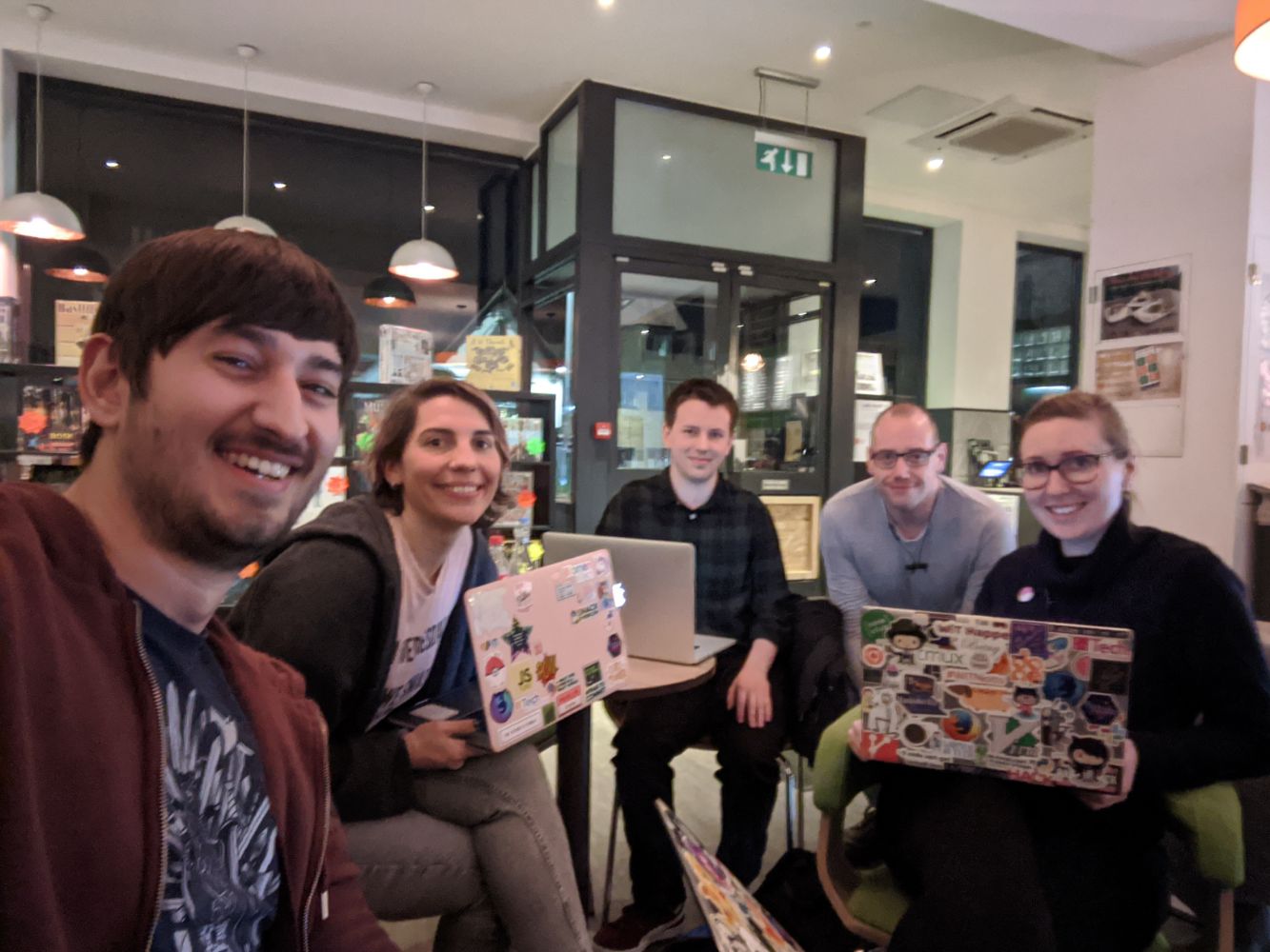 Jamie, Carol, Isaac, Steve and Anna at Homebrew Website Club Nottingham