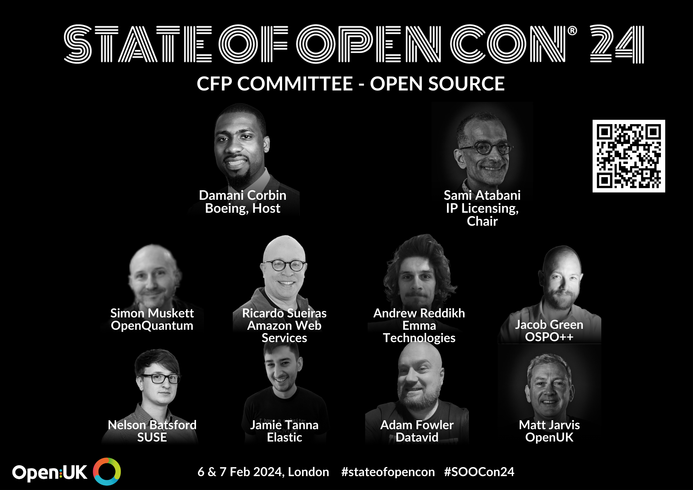 A State of Open Con banner, showing the names of the Call for Papers committee for the Open Source Track