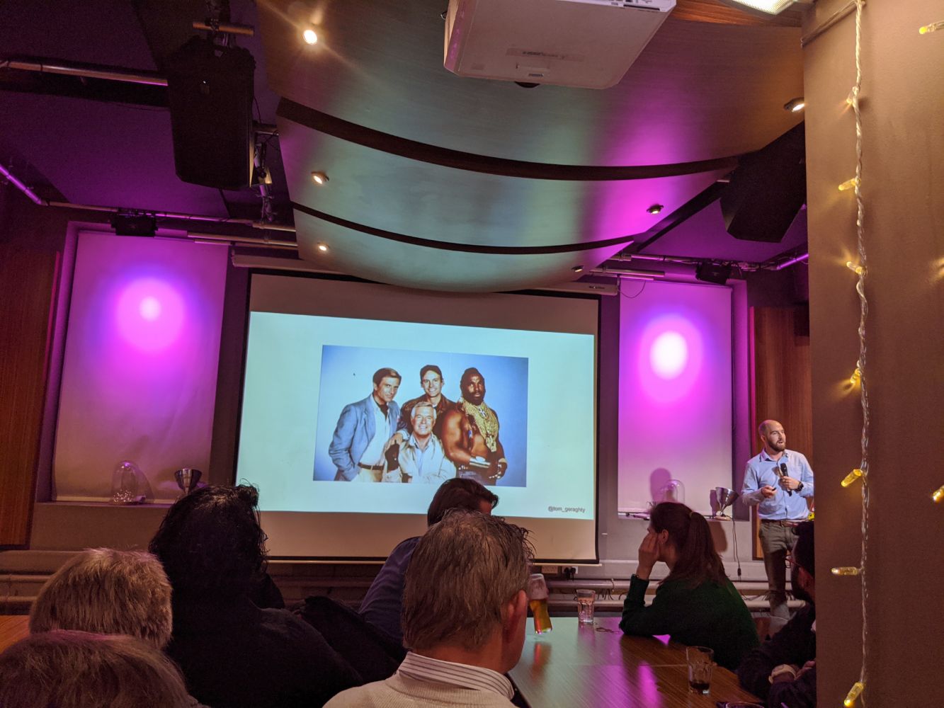 Slide being presented, showing The A Team Slide being presented, showing The A Team